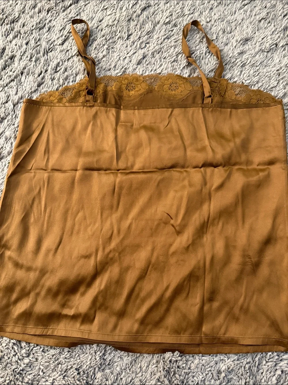 Silk blend Lace Cami in caramel color feminine camisole layers lace silk size L - Picture 4 of 4
